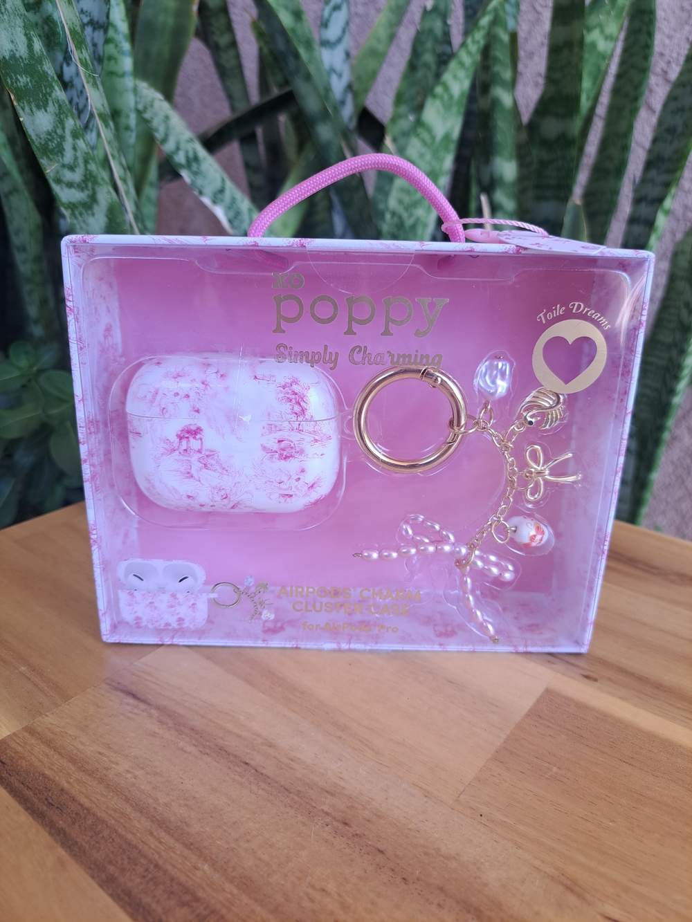 Xo Poppy Simply Charming Pink AirPods Pro Case with Gold Charm